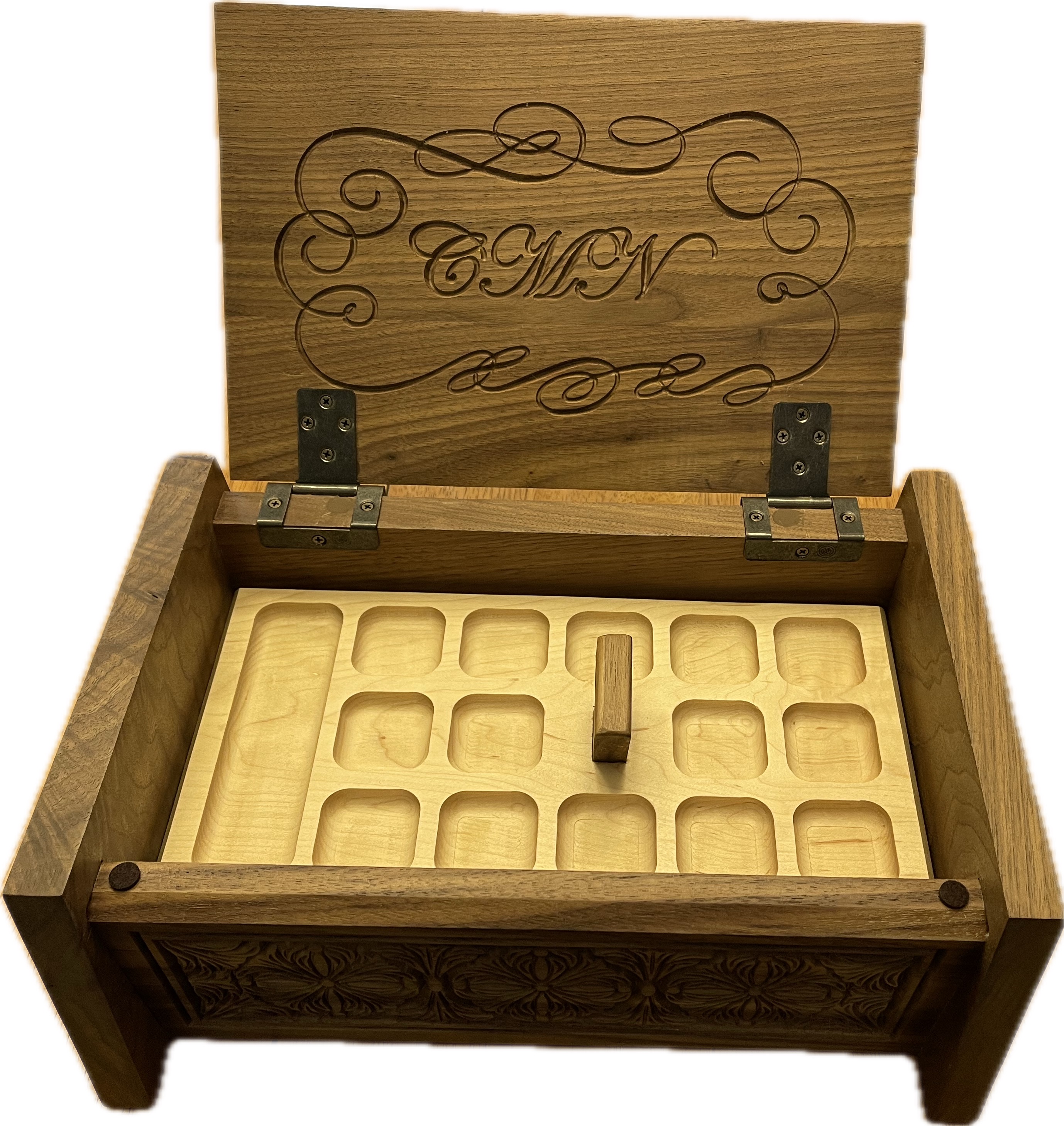 Maple Insert in Walnut Jewelry Box